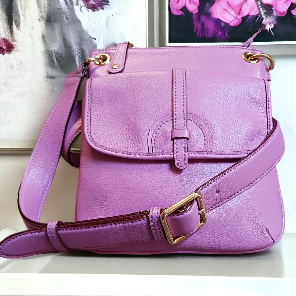 Isaac Mizrahi Pink Pebbled Leather Crossbody Bag